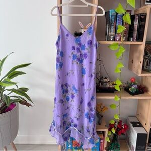 Rampage Lavender Dress with Blue Floral Design